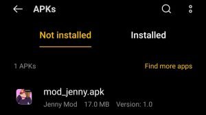 locate Minecraft Jenny APK File