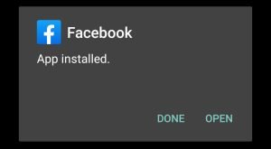 Facebook App successfully installed