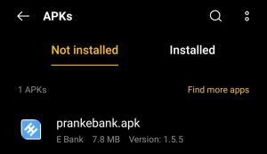 locate the Prank Bank Apk in File Manager