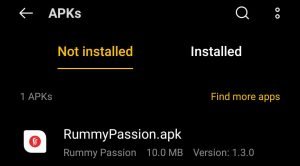 locate Rummy Passion APK File in File Manager App