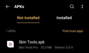 locate the Skin Tools Apk file in File Manager