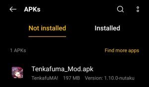 locate Tenkafuma MOD APK in File Manager