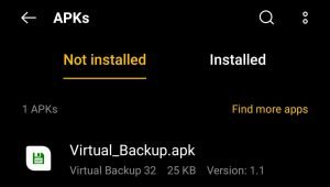 locate Virtual Backup APK File