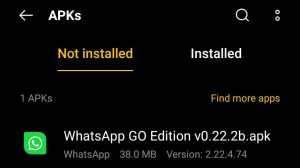 Locate WhatsApp Go APK File