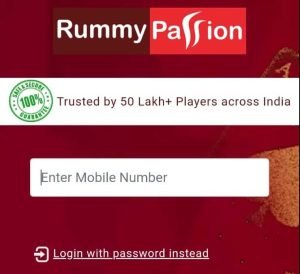 enter your mobile number to login to Rummy Passion