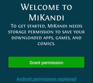 grant permission to Mikandi for installation