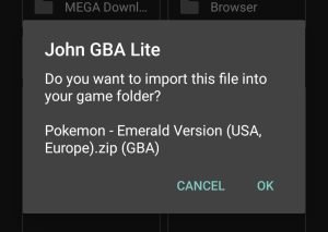 import a game on John GBA