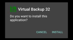 Tap Install to install Virtual Backup