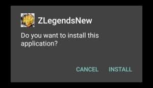 Tap install and start installing Z Legends 2 MOD