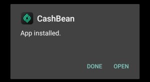 CashBean App successfully installed