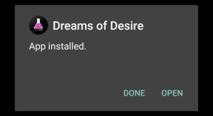 Dreams of Desire successfully installed
