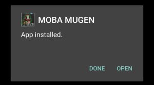 MOBA Mugen successfully installed
