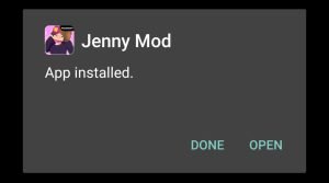 Minecraft Jenny Mod successfully installed