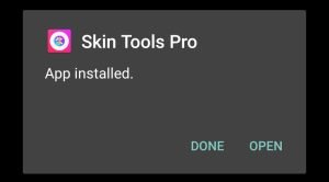 Skin Tools App sucessfully installed