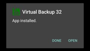 Virtual Backup successfully installed