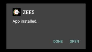 ZEE5 App successfully installed