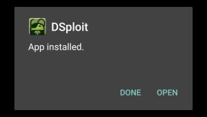 dSploit App successfully installed