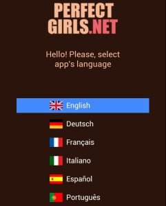 Select language in Perfect Girls APK