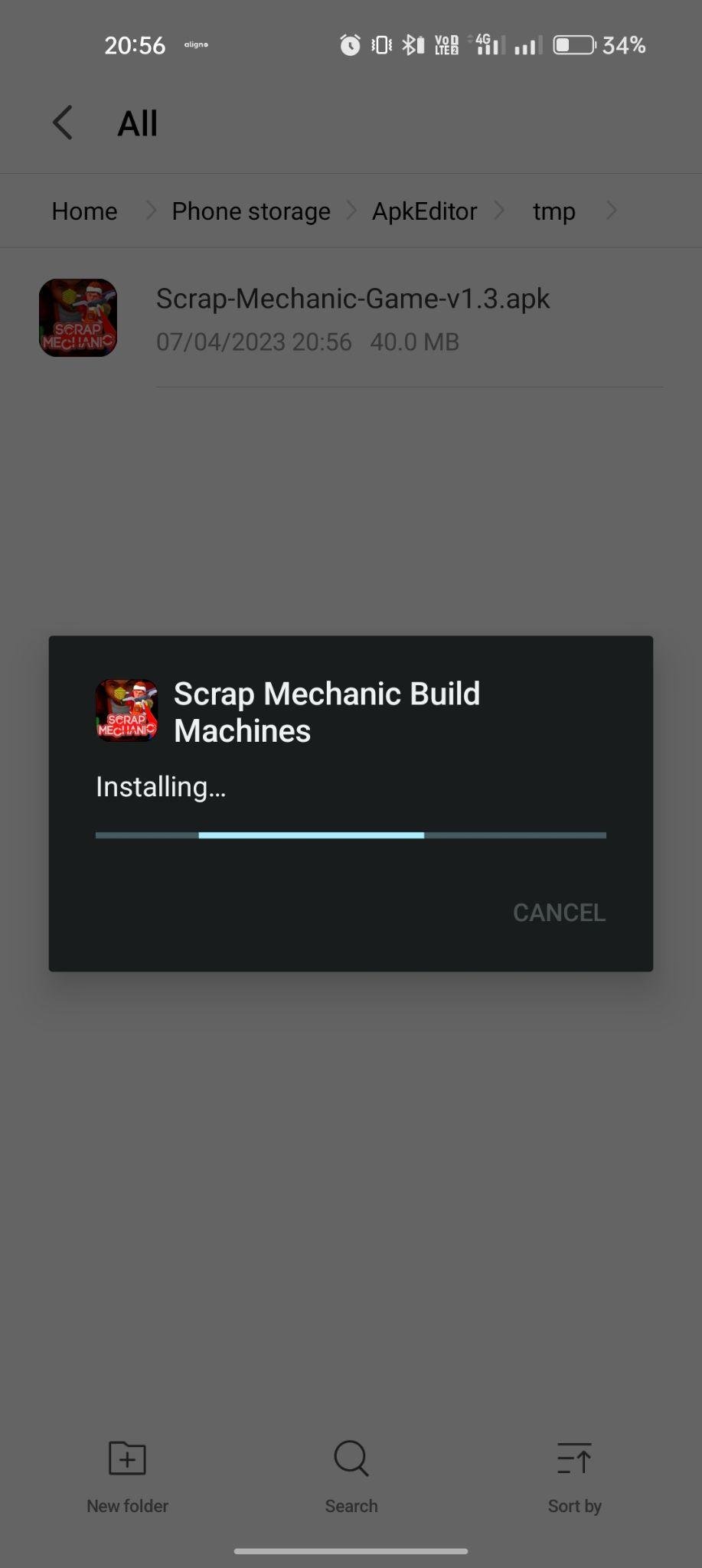 Scrap Mechanic apk installing