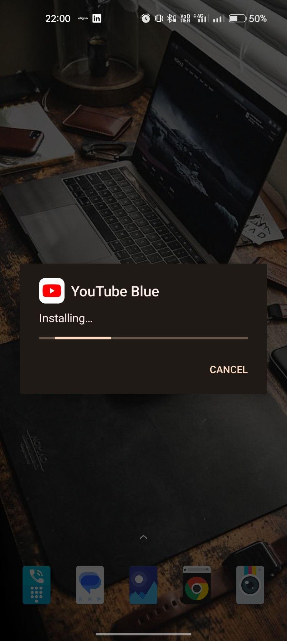 YouTube Azul apk installing