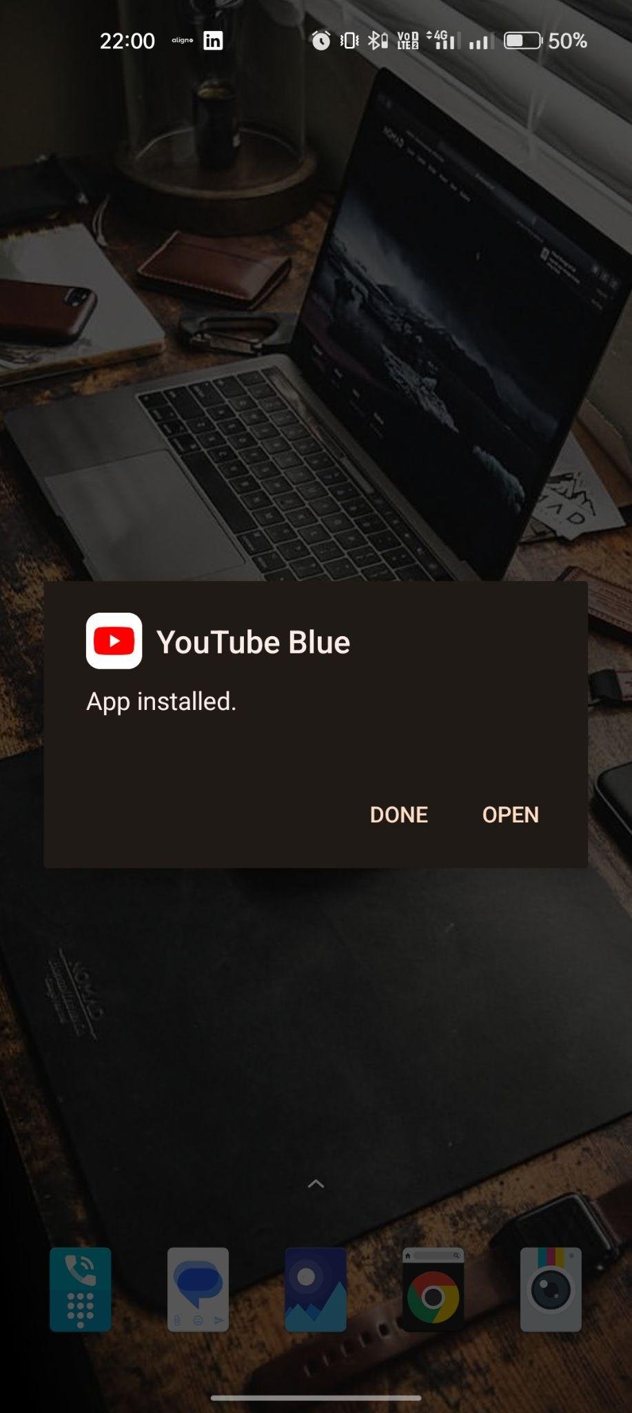 YouTube Azul apk installed
