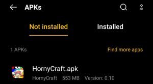 locate HornyCraft Apk in File Manager