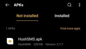 locate HushSMS APK in File Manager App