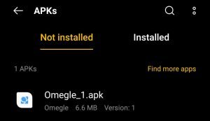 locate Omegle APK in File Manager