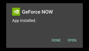 NVIDIA GeForce NOW successfully installed