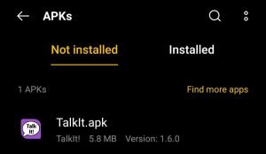 locate Talk It APK in you local storage