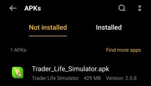 locate Trader Life Simulator APK in File Manager