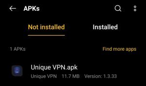 locate Unique VPN Apk in Downloads