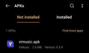 locate ViMusic APK for installation