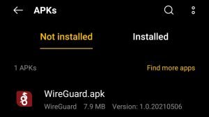 locate WireGuard APK in File Manager