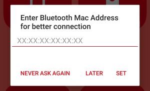 enter your Bluetooth MAC Address