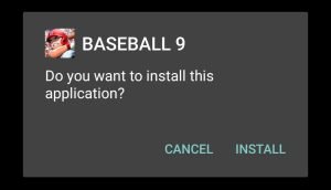 Tap Install and start Baseball 9 Mod installation