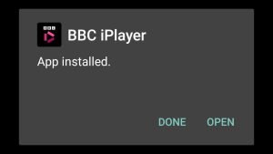BBC iPlayer successfully installed