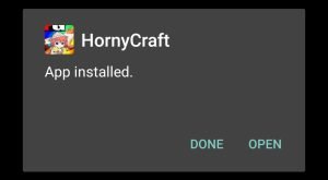 HornyCraft successfully installed