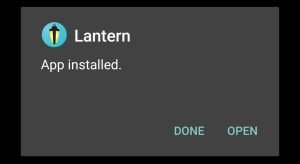 Lantern APK successfully installed