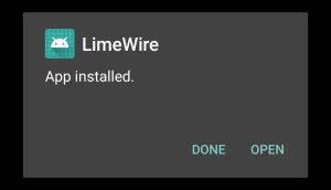 LimeWire successfully installed