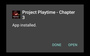 Project Playtime successfully installed