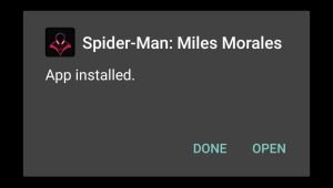 Spiderman Miles Morales successfully installed