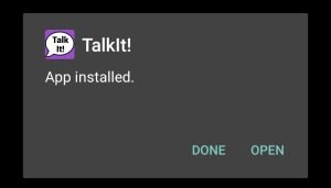 Talk It App successfully installed