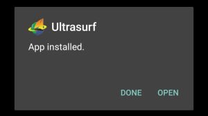 Ultrasurf successfully installed
