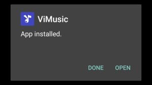 ViMusic successfully installed