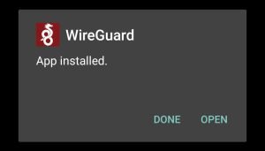 WireGuard successfully installed