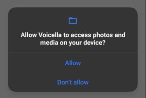 allow Voicella to access your photos and media
