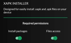 enable the required permissions to XAPK Installer