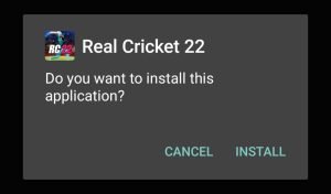 Tap Install and start Real Cricket 22 installation