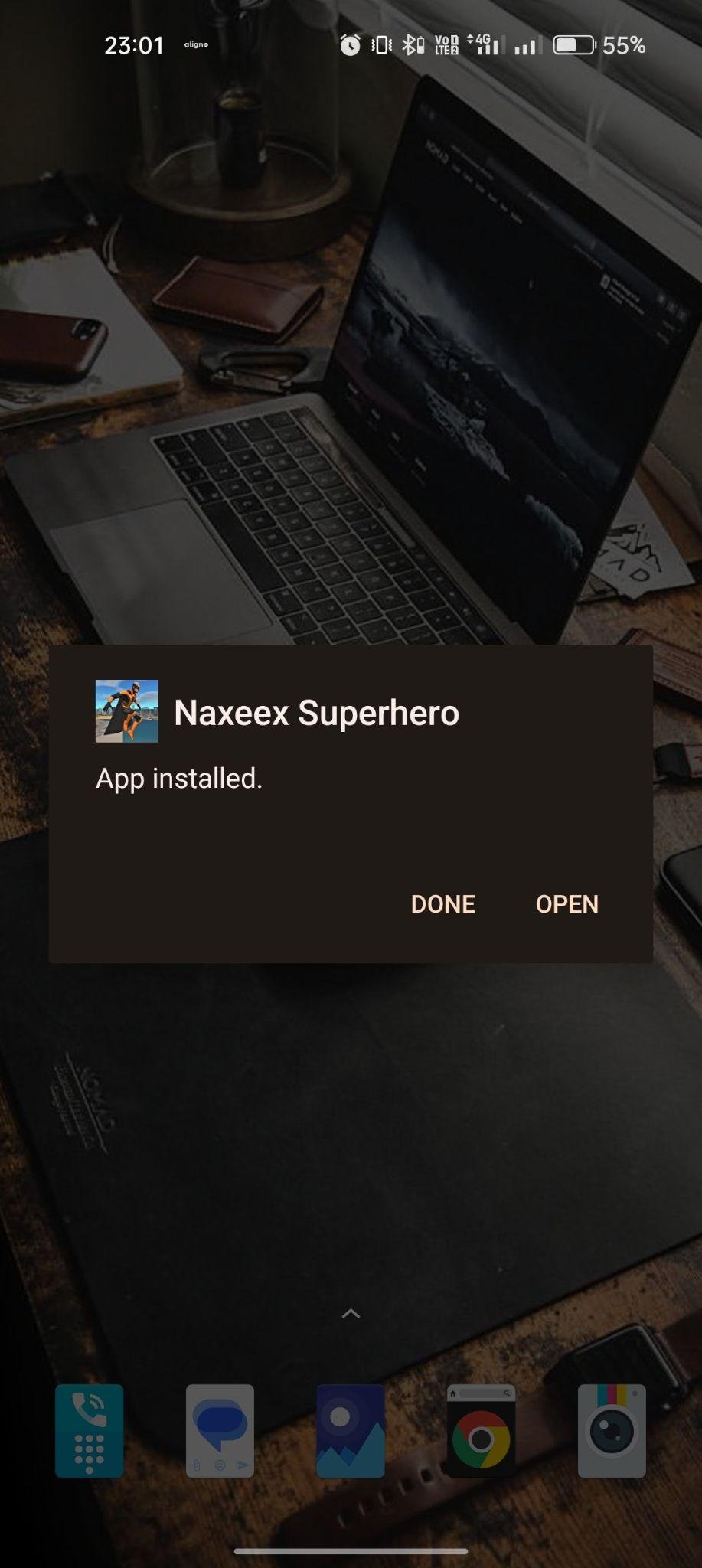Naxeex Super Hero apk installed